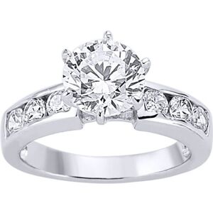(Q) Jewelco London Ladies Sterling Silver Cubic Zirconia Shoulder-Set Halo Solit (Q) Jewelco London Ladies Sterling Silver Cubic Zirconia Shoulder-Set Halo Solit