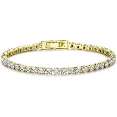 Philip Jones Jewellery Gold Plated 3mm Tennis Bracelet Created with Zircondia Crystals Philip Jones Jewellery Gold Plated 3mm Tennis Bracelet Created with Zircondia Crystals