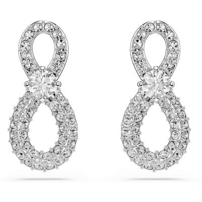 Swarovski Hyperbola Stud Earrings, Round Cut, Pav?, Infinity, White, Rhodium Pla Swarovski Hyperbola Stud Earrings, Round Cut, Pav?, Infinity, White, Rhodium Pla
