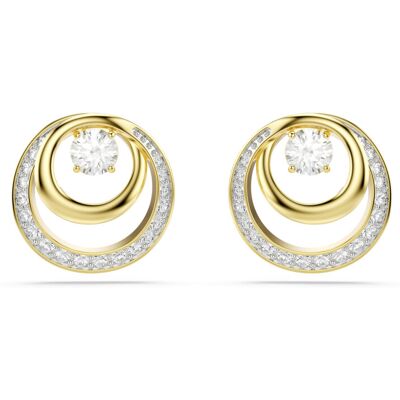 Swarovski Hyperbola Stud Earrings, Round Cut, White, Gold-Tone Plated Swarovski Hyperbola Stud Earrings, Round Cut, White, Gold-Tone Plated