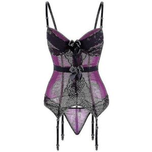 Unbranded (Purple, 6XL) Plus Size Corset Lingerie Lace Floral Transparent Padded Cup Corse Unbranded (Purple, 6XL) Plus Size Corset Lingerie Lace Floral Transparent Padded Cup Corse