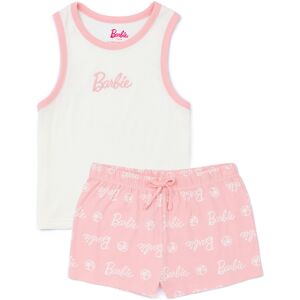 (Medium) Barbie Vest and Shorts Pyjama Set (Womens Pink) (Medium) Barbie Vest and Shorts Pyjama Set (Womens Pink)