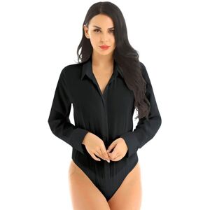 Unbranded (black, 3XL) Women Long Sleeve Button Down Shirts Bodysuit One Piece Easy Care W Unbranded (black, 3XL) Women Long Sleeve Button Down Shirts Bodysuit One Piece Easy Care W