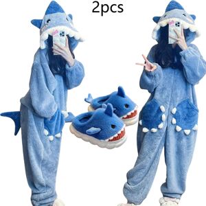 XYLFLY (Robe and Slipper, M) Cartoon Cute Shark Women's Hooded Sleepwear Kigurumi Unico XYLFLY (Robe and Slipper, M) Cartoon Cute Shark Women's Hooded Sleepwear Kigurumi Unico