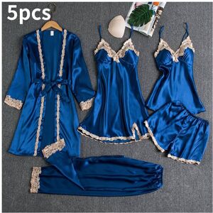 Unbranded (Blue, S) Women Lace 5pcs Satin Silk Pyjamas Set Lingerie Loungewear Nightie Nig Unbranded (Blue, S) Women Lace 5pcs Satin Silk Pyjamas Set Lingerie Loungewear Nightie Nig