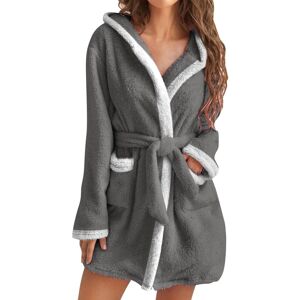 Unbranded (XXL, 002* Gray) Womens Fuzzy Robes Hooded Short Robe Fall Winte Mid Length Bath Unbranded (XXL, 002* Gray) Womens Fuzzy Robes Hooded Short Robe Fall Winte Mid Length Bath