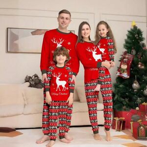 Gaatpot (Picture color, Dad 2XL) White deer pajamas set home clothes parent-child family Gaatpot (Picture color, Dad 2XL) White deer pajamas set home clothes parent-child family