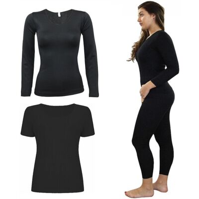 VEARZ (Long Sleeve Full Set, Large) Ladies Winter Warm Thermal Black Vest Camisole VEARZ (Long Sleeve Full Set, Large) Ladies Winter Warm Thermal Black Vest Camisole