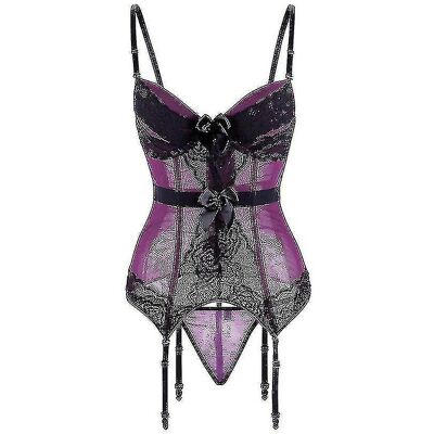 Unbranded (Purple, 6XL) Plus Size Corset Lingerie Lace Floral Transparent Padded Cup Corse Unbranded (Purple, 6XL) Plus Size Corset Lingerie Lace Floral Transparent Padded Cup Corse