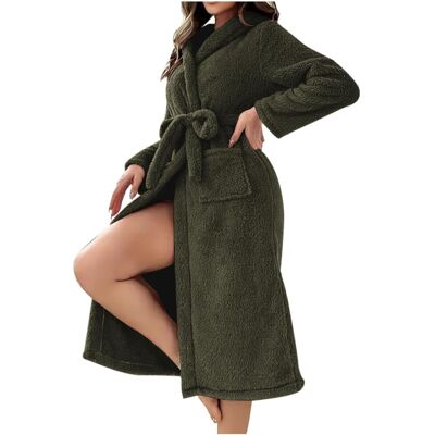 Unbranded (L, 001* Army Green) Womens Robes Hooded Fleece Robe Long Plush Soft Fluffy Fuzz Unbranded (L, 001* Army Green) Womens Robes Hooded Fleece Robe Long Plush Soft Fluffy Fuzz