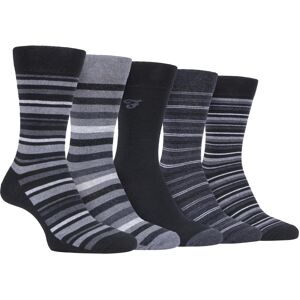 (6-11 UK, Black Charcoal (Striped)) FARAH - 5 Pack Mens Classic Patterned Office (6-11 UK, Black Charcoal (Striped)) FARAH - 5 Pack Mens Classic Patterned Office