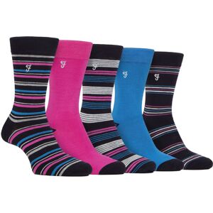 (6-11 UK, Charcoal / Pink) Farah - Mens 5 Pack Natural Organic Bamboo Striped Pa (6-11 UK, Charcoal / Pink) Farah - Mens 5 Pack Natural Organic Bamboo Striped Pa