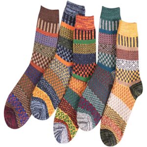 Unbranded 5 Pairs Autumn Winter Nordic Socks Thick Knitted Two-way Colorful Patten Crew So Unbranded 5 Pairs Autumn Winter Nordic Socks Thick Knitted Two-way Colorful Patten Crew So