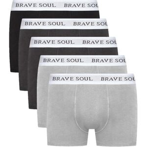 (BLACK/CHARCOAL/LIGHT GREY MARL, Small) Brave Soul Everet 5 Pack Boxer Shorts (BLACK/CHARCOAL/LIGHT GREY MARL, Small) Brave Soul Everet 5 Pack Boxer Shorts