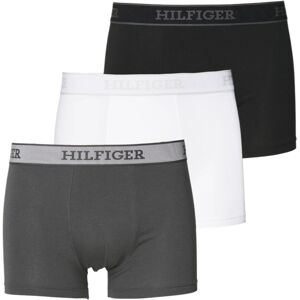 (Black, White, Dark Ash, L) Tommy Hilfiger Mens Trunks 3 Pack Hilfiger Monotype (Black, White, Dark Ash, L) Tommy Hilfiger Mens Trunks 3 Pack Hilfiger Monotype
