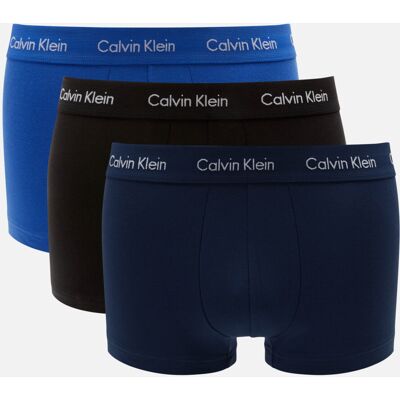 (L) Calvin Klein 3 Pack Cotton Stretch –Low Rise Trunks ( Blue / Navy / Black ) (L) Calvin Klein 3 Pack Cotton Stretch –Low Rise Trunks ( Blue / Navy / Black )