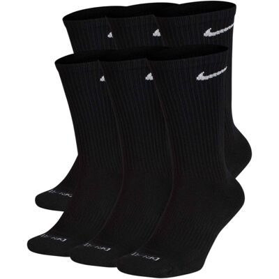 (Black, Large) Nike Everyday Plus Cushioned Crew Socks 6 Pairs (Black, Large) Nike Everyday Plus Cushioned Crew Socks 6 Pairs
