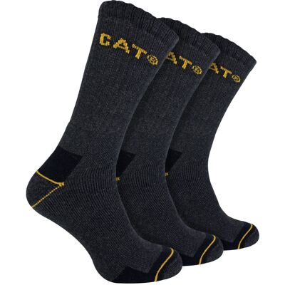 (11-14, Charcoal) CAT - Mens 3 Pack Real Work Cotton Socks (11-14, Charcoal) CAT - Mens 3 Pack Real Work Cotton Socks