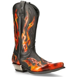 (46) New Rock 7921-S2 Black Red Flame Leather Boots (46) New Rock 7921-S2 Black Red Flame Leather Boots