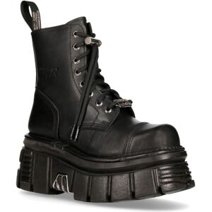 (45) NEW ROCK Black Leather Platform Biker Shoes (45) NEW ROCK Black Leather Platform Biker Shoes