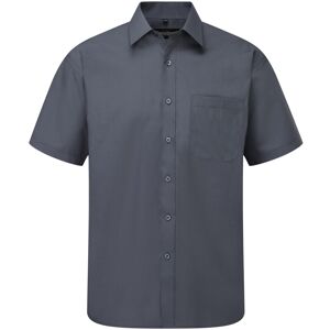 (14.5-15, Convoy Grey) Russell Collection Mens Short Sleeve Poly-Cotton Easy Car (14.5-15, Convoy Grey) Russell Collection Mens Short Sleeve Poly-Cotton Easy Car