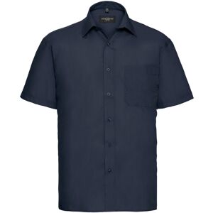 (17-17.5, French Navy) Russell Collection Mens Short Sleeve Poly-Cotton Easy Car (17-17.5, French Navy) Russell Collection Mens Short Sleeve Poly-Cotton Easy Car