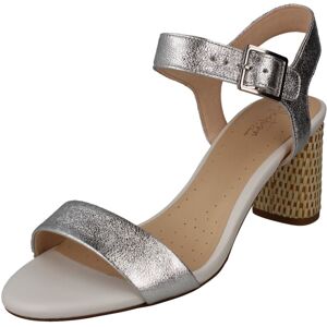 (UK 4, Silver) Ladies Clarks Block Heeled Peep Toe Sandals Amali Weave - D Fit (UK 4, Silver) Ladies Clarks Block Heeled Peep Toe Sandals Amali Weave - D Fit