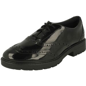 (Black, UK 6.5 Child) Girls Clarks Lace Up Brogue Detailed School Shoes Loxham B (Black, UK 6.5 Child) Girls Clarks Lace Up Brogue Detailed School Shoes Loxham B