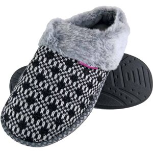 (5, Black) Dunlop - Ladies Cute Cosy Memory Foam Knitted Mule Slippers (5, Black) Dunlop - Ladies Cute Cosy Memory Foam Knitted Mule Slippers