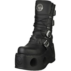 (3.5) New Rock Boot Metallic M-373-vc2 Unisex Platform Boots in Black (3.5) New Rock Boot Metallic M-373-vc2 Unisex Platform Boots in Black