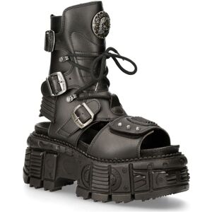 (46) New Rock Black VEGAN Leathr Unisex Platform Sandal (46) New Rock Black VEGAN Leathr Unisex Platform Sandal