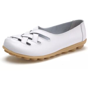 Unbranded (White, 7) Women Ladies Slip On Leather Comfy Work Summer Casual Loafers Shoes S Unbranded (White, 7) Women Ladies Slip On Leather Comfy Work Summer Casual Loafers Shoes S