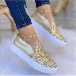 Unbranded (Gold, UK 6) Ladies Womens Flat Slip On Glitter Summer Pumps Skate Fashion Train Unbranded (Gold, UK 6) Ladies Womens Flat Slip On Glitter Summer Pumps Skate Fashion Train