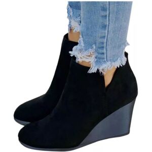 Unbranded (Black, UK Size 5.5=Tag Size 40) Ladies Wedge Heel Booties Cut Out Ankle Boots W Unbranded (Black, UK Size 5.5=Tag Size 40) Ladies Wedge Heel Booties Cut Out Ankle Boots W