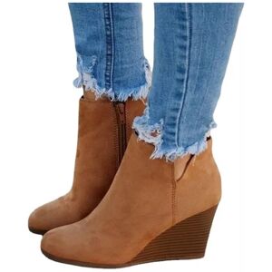 Unbranded (Brown, UK Size 7=Tag Size 43) Ladies Wedge Heel Booties Cut Out Ankle Boots Wom Unbranded (Brown, UK Size 7=Tag Size 43) Ladies Wedge Heel Booties Cut Out Ankle Boots Wom