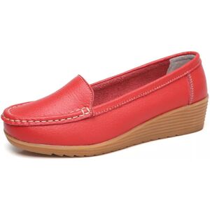 Unbranded (Red, UK Size 5.5=Tag Size 40) Womens Wedges Loafer Non-Slip Loafers Ladies Slip Unbranded (Red, UK Size 5.5=Tag Size 40) Womens Wedges Loafer Non-Slip Loafers Ladies Slip