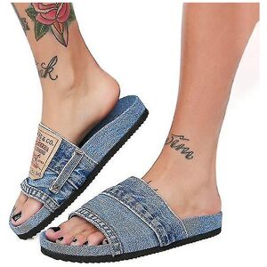 Unbranded (Blue, 41) Women's Stylish Denim Slides Handmade Denim Slip-on Slippers Of Recyc Unbranded (Blue, 41) Women's Stylish Denim Slides Handmade Denim Slip-on Slippers Of Recyc