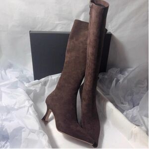 Unbranded (Brown Velvet, 39) Womens Versatile Pointed Toe Slim High Heel Knee Length Boots Unbranded (Brown Velvet, 39) Womens Versatile Pointed Toe Slim High Heel Knee Length Boots