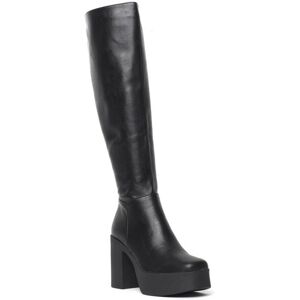 (UK5, Black) Lamoda Slick Nicks Wide Calf Platform Knee High Boots Black PU Wide (UK5, Black) Lamoda Slick Nicks Wide Calf Platform Knee High Boots Black PU Wide