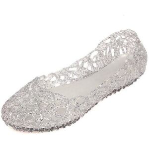 Unbranded (silver, 39) Jelly Flat Women Shoes Cut Out Rubber Slip on Sandals Unbranded (silver, 39) Jelly Flat Women Shoes Cut Out Rubber Slip on Sandals