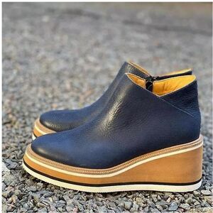 Unbranded (Navy Blue, 35) Women's Premium Solid Colors Wedge Ankle Boots Round Toe Footwea Unbranded (Navy Blue, 35) Women's Premium Solid Colors Wedge Ankle Boots Round Toe Footwea