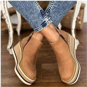 Unbranded (Khaki, 35) Women's Premium Solid Colors Wedge Ankle Boots Round Toe Footwear We Unbranded (Khaki, 35) Women's Premium Solid Colors Wedge Ankle Boots Round Toe Footwear We