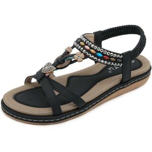 Unbranded (39, Black) Summer Women's Rhinestone Casual Comfort Beach Flat Sandals Unbranded (39, Black) Summer Women's Rhinestone Casual Comfort Beach Flat Sandals