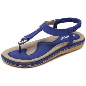 Unbranded (40, Blue) Summer new women's sandals metal buckle casual comfortable flat shoes Unbranded (40, Blue) Summer new women's sandals metal buckle casual comfortable flat shoes