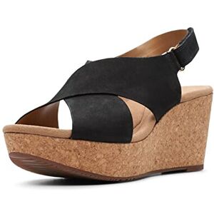 clarks Womens Annadel Eirwyn Wedge Sandal Black Nubuck 7 W US clarks Womens Annadel Eirwyn Wedge Sandal Black Nubuck 7 W US