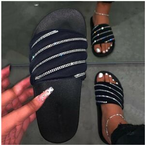 Unbranded (Black, EU39) Women Sliders Shiny Slippers Ladies Slip On Summer Mules Shoes San Unbranded (Black, EU39) Women Sliders Shiny Slippers Ladies Slip On Summer Mules Shoes San