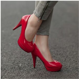 Unbranded (Red, 41 Foot Length=25.1-25.5cm) Ladies Stiletto Womens High Heel Platform Plus Unbranded (Red, 41 Foot Length=25.1-25.5cm) Ladies Stiletto Womens High Heel Platform Plus