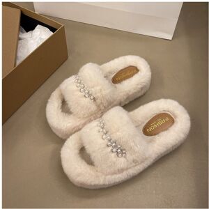 Unbranded (Beige, 39) Elegant Autumn Womens Pearl Slippers Soft Plush Cotton Footwear Sole Unbranded (Beige, 39) Elegant Autumn Womens Pearl Slippers Soft Plush Cotton Footwear Sole