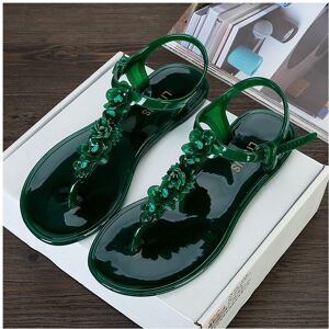 Unbranded (Green, EU39) Women Ankle Strap Flat Jelly Sandals Summer Shoes Soft Comfort Bea Unbranded (Green, EU39) Women Ankle Strap Flat Jelly Sandals Summer Shoes Soft Comfort Bea