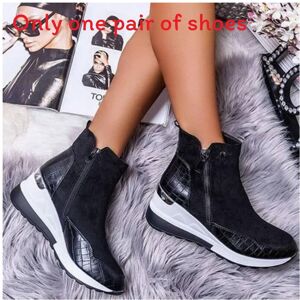 Unbranded (Black, 41) Women Ankle Wedge Boots High Top Sneakers Shoes With Side Zipper Des Unbranded (Black, 41) Women Ankle Wedge Boots High Top Sneakers Shoes With Side Zipper Des